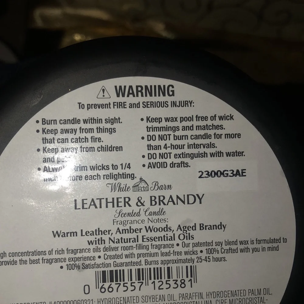 COPY - Bath and Bodyworks leather and Brandy white barn collection three wick c… - Picture 3 of 3